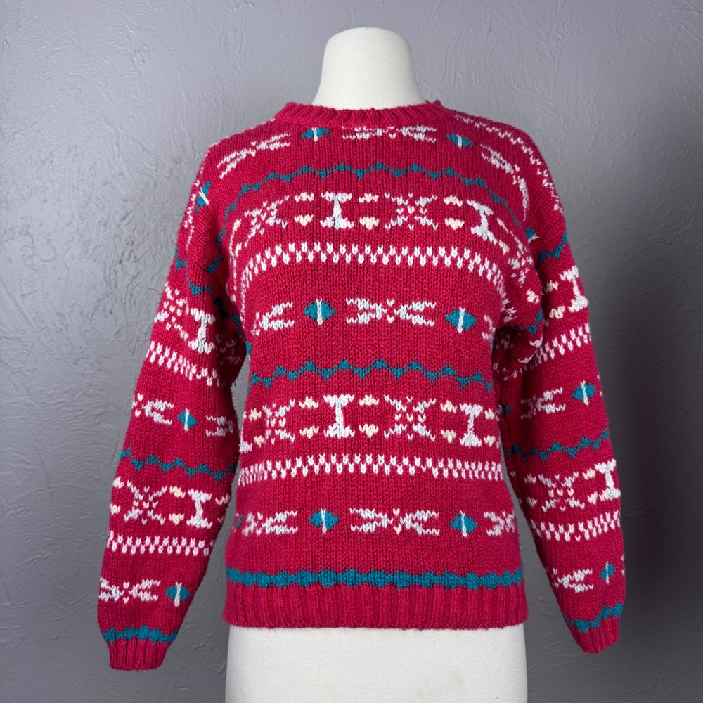 Vintage 80s Small Harolds Handmade Heavy Thick Cotton Fisherman Sweater Hygge